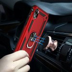 Wholesale Motorola Moto E6 Tech Armor Ring Grip Case with Metal Plate (Red)
